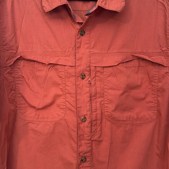 RK Performance Fishing Short Sleeve Men's Large Shirt Orange Multiple Pockets - Picture 5 of 11